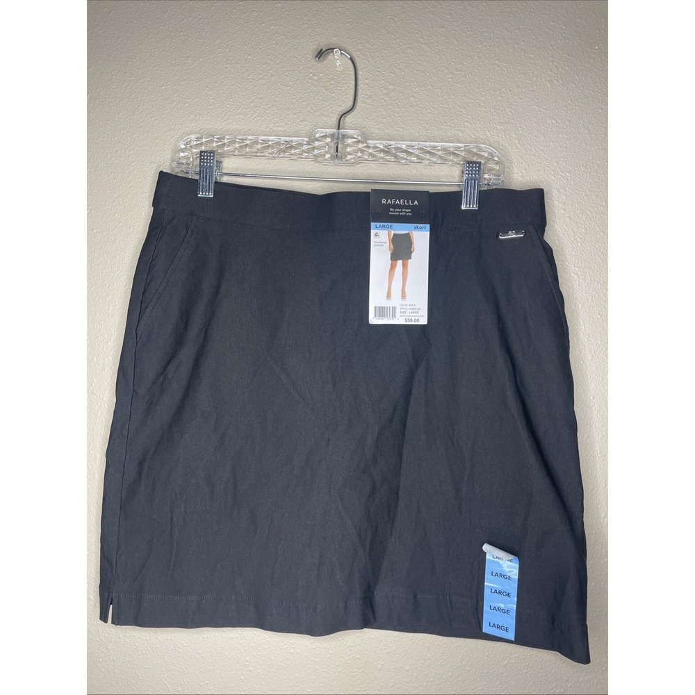 Rafaella Women's Black Stretch Skort with Functional Pockets Size Large NWT